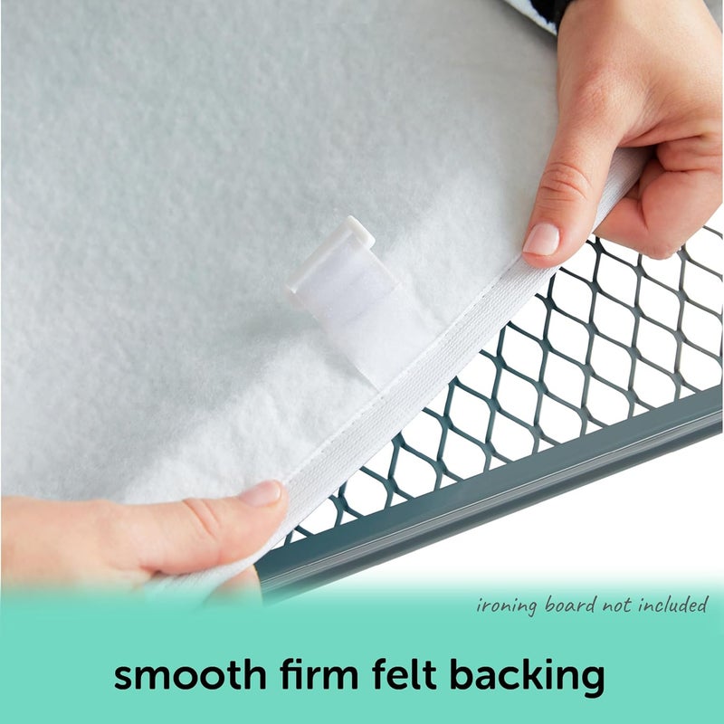 Oliso Ironing Board Cover, Durable 100% Cotton Lined with Professional Grade Felt pad - Fits Standard 54” x 15" Boards, a Wide Elastic Edge, Two Adjustable Straps for Secure Fit (Aqua) - Image 5